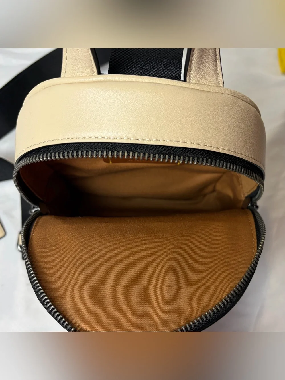 Coach Ivory Leather Small Turnlock Sling Backpack Crossbody Bag CAJ28